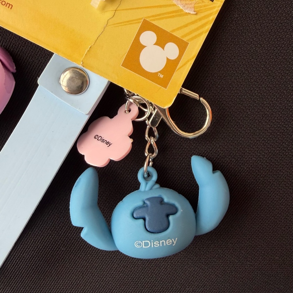 New! Disney Stitch and Angel Keychain/Charm Clip Set - Blue and Pink - Picture 5 of 6